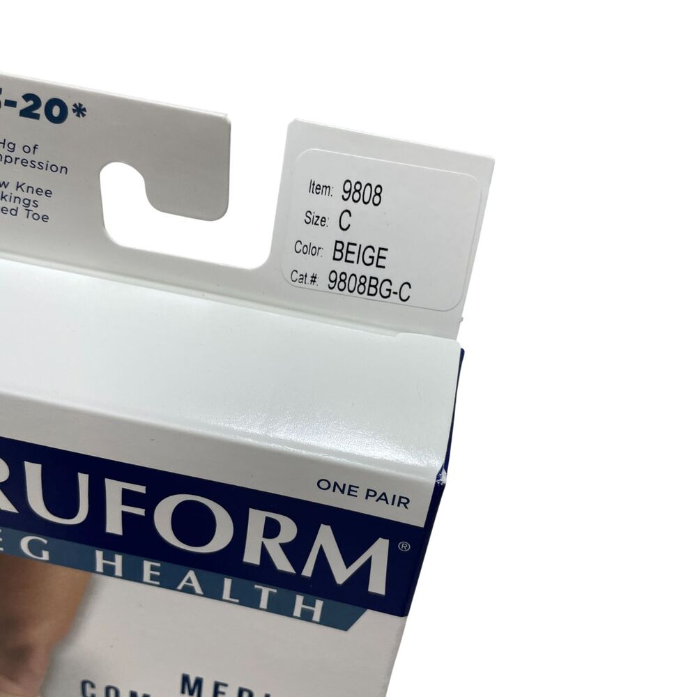 Tru Form Medical Compression Stockings‎ Moderate Beige Size C New In Box - Picture 2 of 3